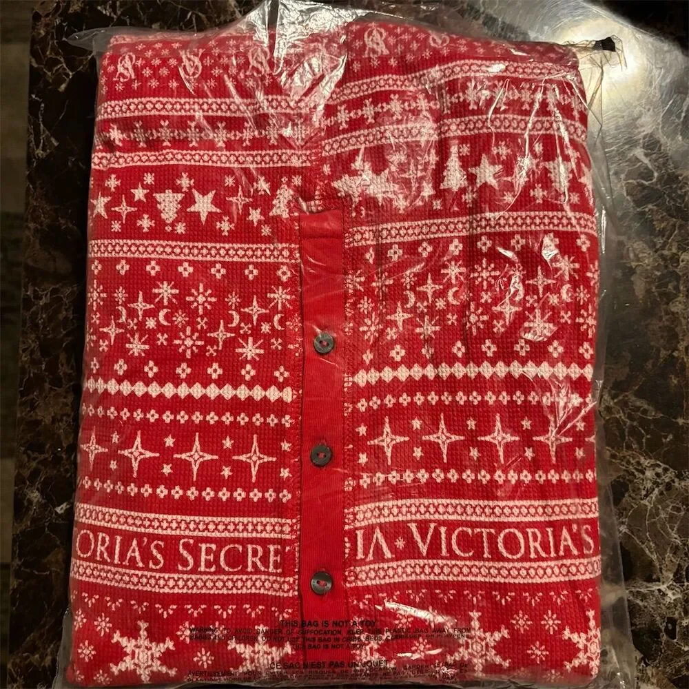 Victoria's Secret Red Fair Isle Pajama Onesie - Picture 7 of 9